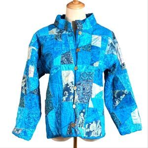 Quilted Blue Patchwork Handmade Jacket